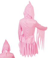 narrenwelt Geisterkleid rosa Mädchen Style Kleid mit Kapuze und Haube/Maske für Mädchen Halloween 140-164