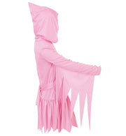 narrenwelt Geisterkleid rosa Mädchen Style Kleid mit Kapuze und Haube/Maske für Mädchen Halloween 140-164