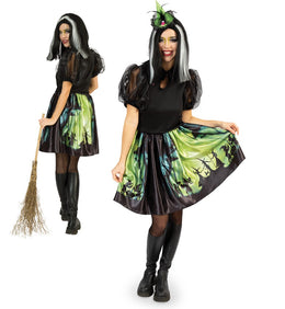 narrenwelt Kostüm Rock HexHex Halloween Vampir Hexe  Magierin Glanzeffekt Einheitsgröße