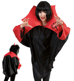 narrenwelt Teufel Cape Halloween Kostüm Unisex Poncho Umhang Skull Einheitsgröße