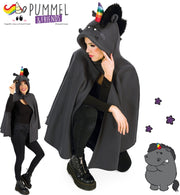 FRIES Grummeleinhorn für Muffel-Fans Cape Kapuze mit Regenbogen-Horn UNISEX Event Cosplay