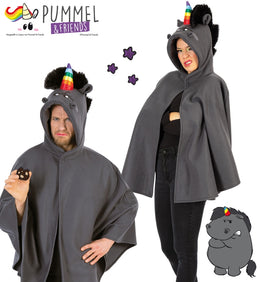 FRIES Grummeleinhorn für Muffel-Fans Cape Kapuze mit Regenbogen-Horn UNISEX Event Cosplay