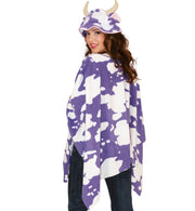 narrenwelt Kostüm Poncho Kuh lila / weiß gefleckt Kuhflecken Unisex