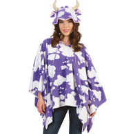 narrenwelt Kostüm Poncho Kuh lila / weiß gefleckt Kuhflecken Unisex