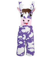 narrenwelt Kostüm Kuh MIlky Latzhose kurz lla/weiß mit Kuhgesicht Kuhflecken  Fasching Motto Party Event Cosplay