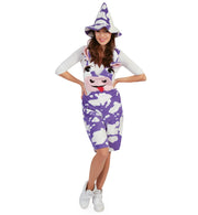 narrenwelt Kostüm Kuh MIlky Latzhose kurz lla/weiß mit Kuhgesicht Kuhflecken  Fasching Motto Party Event Cosplay