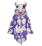 narrenwelt Kostüm Kuh Cape Muh mit Kapuze Weiß Lila Damen Tierkostüm  lila/weiß Kuhflecken