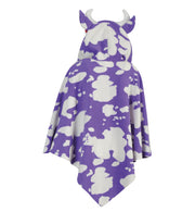 narrenwelt Kostüm Kuh Cape Muh mit Kapuze Weiß Lila Damen Tierkostüm  lila/weiß Kuhflecken