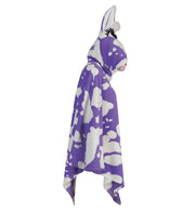 narrenwelt Kostüm Kuh Cape Muh mit Kapuze Weiß Lila Damen Tierkostüm  lila/weiß Kuhflecken