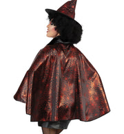 narrenwelt Vampir Cape Lilith Halloween Hexe Kostüm  Magierin Poncho Umhang Glanzeffekt Einheitsgröße