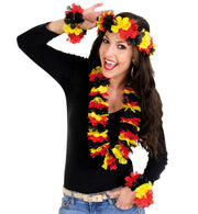 narrenwelt Fan Hawaii 4tlg.Set Kette+Stirnband+2xArmband Deutschland Schwarz-Rot-Gold