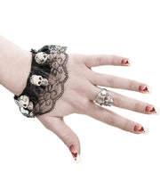 narrenwelt Set Skull Armband und Halsband Halloween 2 tlg. Set Totenkopf Skull Gothic Kostüm Accessoires