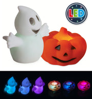 narrenwelt Halloween Lampe LED mit Farbwechsel ca. 8 cm Deko Geist oder Kürbis