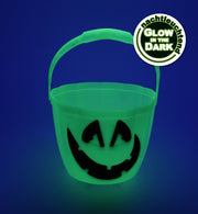 narrenwelt Halloween Eimer nachteuchtend mit Henkel Halloweentasche mit Aufdruck Kürbis schwarz  23 x 30 cm Kostüm Accessoire