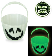 narrenwelt Halloween Eimer nachteuchtend mit Henkel Halloweentasche mit Aufdruck Kürbis schwarz  23 x 30 cm Kostüm Accessoire