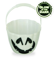 narrenwelt Halloween Eimer nachteuchtend mit Henkel Halloweentasche mit Aufdruck Kürbis schwarz  23 x 30 cm Kostüm Accessoire