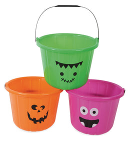 narrenwelt Halloween Eimer mit Henkel mit Kürbisgesicht  21 x 17 cm Kostüm Accessoire