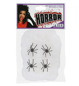 narrenwelt Halloween Spinnennetz mit 4 Spinnen Halloween