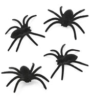 narrenwelt Halloween-Deko-Set: 4 Schwarze Spinnen Party Event Mottoparty Deko