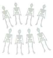 narrenwelt  8er Set Deko Skelett nachtleuchtend GID Höhe ca 16cm Halloween Karneval Party
