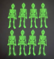 narrenwelt  8er Set Deko Skelett nachtleuchtend GID Höhe ca 16cm Halloween Karneval Party