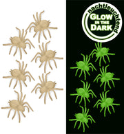 narrenwelt Halloween-Deko-Set: 6 Leuchtende Spinnen nachtleuchtend klein GID Party Event Mottoparty Deko