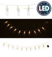 narrenwelt Lichterkette Skelett LED  Glow-in-the-Dark Halloween 10 Leuchtende Skelettfiguren  mit LED 2 Modi – 160cm Party Event Mottoparty Deko