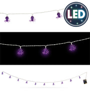 narrenwelt Lichterkette Mini Spinnen LED  Glow-in-the-Dark Halloween 10 Leuchtende Spinnen mit LED 2 Modi – 160cm Party Event Mottoparty Deko