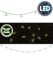 narrenwelt Lichterkette Spinnen LED  Glow-in-the-Dark Halloween 10 Leuchtende Spinnen mit LED – 200 cm Party Event Mottoparty Deko