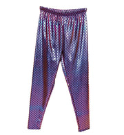 narrenwelt Kostüm Leggings Metallic in schimmerndem Blau und Lila Meerjungfrau Event Party Fasching