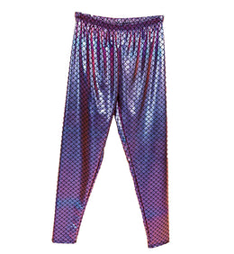 narrenwelt Kostüm Leggings Metallic in schimmerndem Blau und Lila Meerjungfrau Event Party Fasching