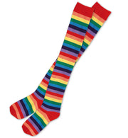 narrenwelt Overknees bunt geringelt 150 DEN Regenbogenfarben Rainbow Fasching Karneval Party Event JGA COSPLAY