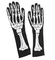 narrenwelt Skelett-Handschuhe Handschuhe schwarz gruselige Eleganz Grusel Halloween Accessoires Zombie Geisterstunde Cosplay