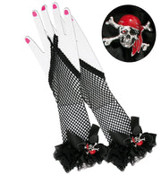 narrenwelt Handschuhe Chic mit Spitze u. Schleife fingerlos schwarz Netz Gothic Punk