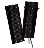 karneval handschuhe schwarz narrenwelt Armstulpen schwarz mit Schnürung Damen Handschuhe Fasching