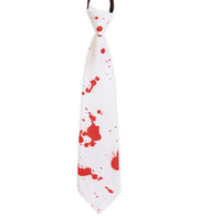 narrenwelt Krawatte mit Blut Halloween ca. 39 cm Horror Weiss mit roten Blutflecken