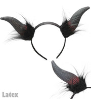 narrenwelt Teufelshörner Latex auf Haarreif schauriger Charme Grusel Halloween Kostüm Accessoires Zombie Geisterstunde Cosplay