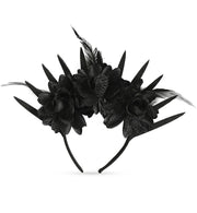 narrenwelt Haarreif Schwarze Blumen – Dunkle Eleganz Halloween Kostüm Accessoires Zombie dia de los Muertos Geisterstunde Cosplay