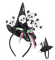 narrenwelt  Hexenhut schwarz Minihut auf Haarreif Skulls schwarze Rose Pailletten Party Events Cosplay Halloween