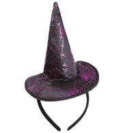 narrenwelt Haarreif Hexe Hexenhut Spinnweben in 3 Farben Minihut  Halloween