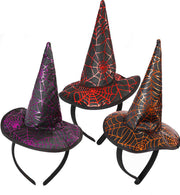 narrenwelt Haarreif Hexe Hexenhut Spinnweben in 3 Farben Minihut  Halloween