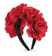 narrenwelt Haarreif Blumen Haarreif mit Roten Rosen  Kostüm Accessoires Halloween tex mex Look Zombie Geisterstunde Dia de los Muertos