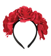 narrenwelt Haarreif Blumen Haarreif mit Roten Rosen  Kostüm Accessoires Halloween tex mex Look Zombie Geisterstunde Dia de los Muertos