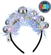 narrenwelt Haarreif Disco LED glänzender Disco-Look mit LED und Lametta ultimative Event Look Cosplay