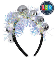 narrenwelt Haarreif Disco LED glänzender Disco-Look mit LED und Lametta ultimative Event Look Cosplay