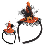 narrenwelt Haarreif Hexenhut Mini Hexen Hut mit Pailletten sortiert Halloween