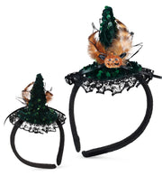 narrenwelt Haarreif Hexenhut Mini Hexen Hut mit Pailletten sortiert Halloween