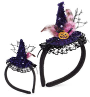 narrenwelt Haarreif Hexenhut Mini Hexen Hut mit Pailletten sortiert Halloween