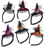 narrenwelt Haarreif Hexenhut Mini Hexen Hut mit Pailletten sortiert Halloween