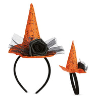 narrenwelt  Halloween  Mini-Hexenhut Haarreif Orange – Dein magischer Party-Look Party Events Cosplay Halloween